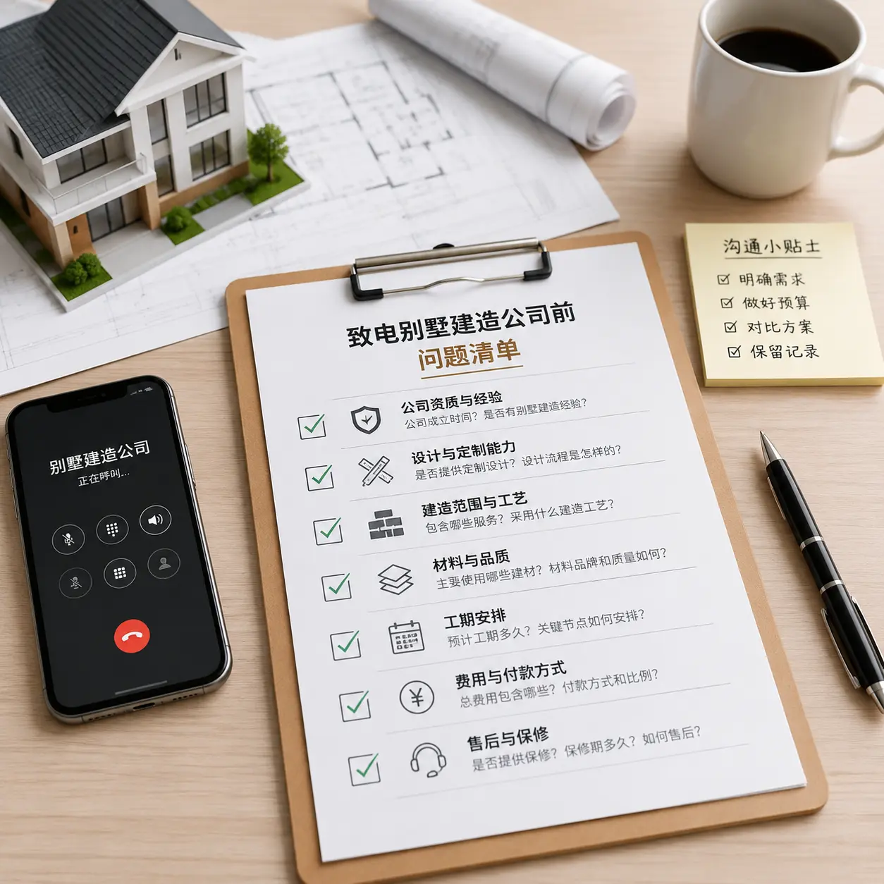 在沿河拨打别墅建造公司电话前的准备工作